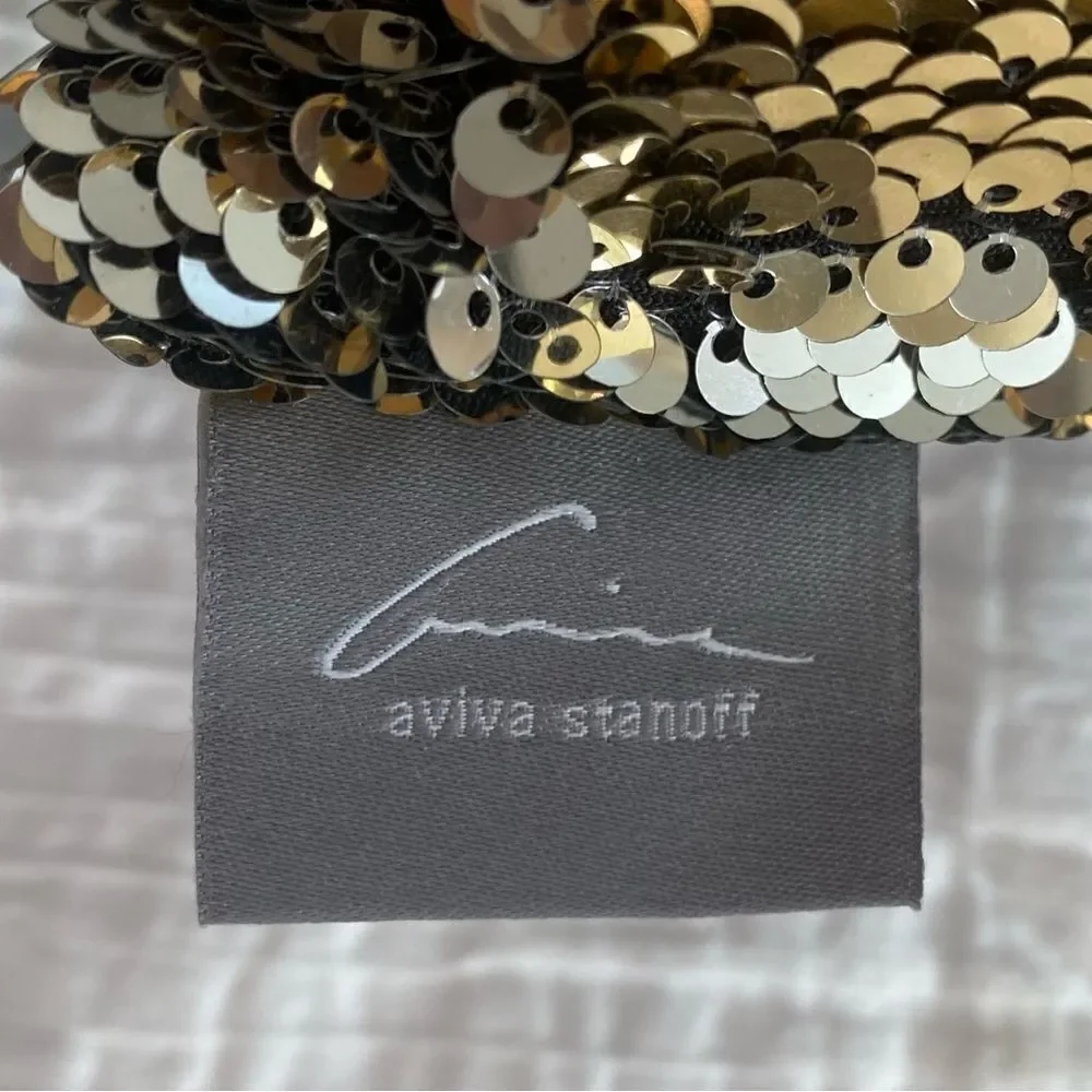 NWOT NEW Three (3) Aviva Stanoff Mermaid Sequin Gold/Silver/Black Luxury Pillows